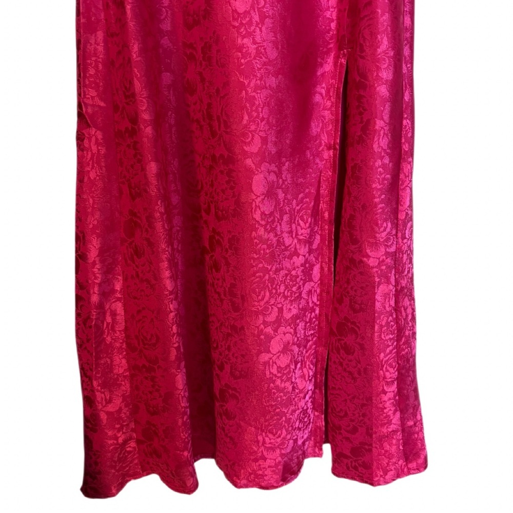 Stunning Formal Radiance Hot Pink Satin Jacquard Cowl Midi Dress, NWT, Size XS - Picture 8 of 15